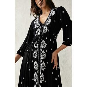 FREE PEOPLE Fable Embroidered Floral Maxi Dress Size M